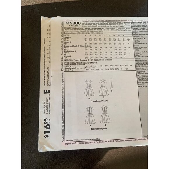 McCall's Misses Dress Sewing Pattern Sz 4 - 12 M5800 - Uncut - Picture 5 of 9